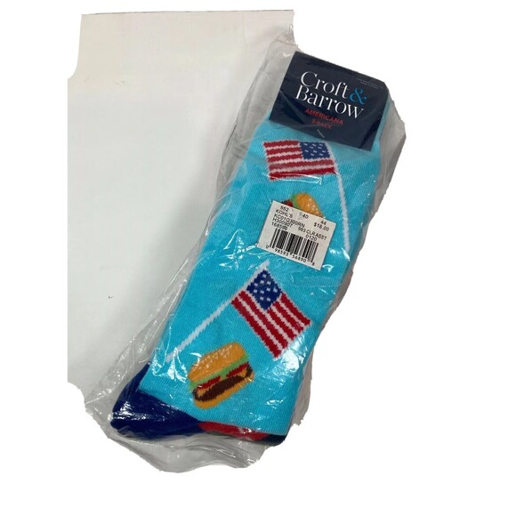 Men's 3-Pack Americana/Patterned Novelty Crew Socks - Hamburger NWT  Retails $18 - Picture 2 of 4